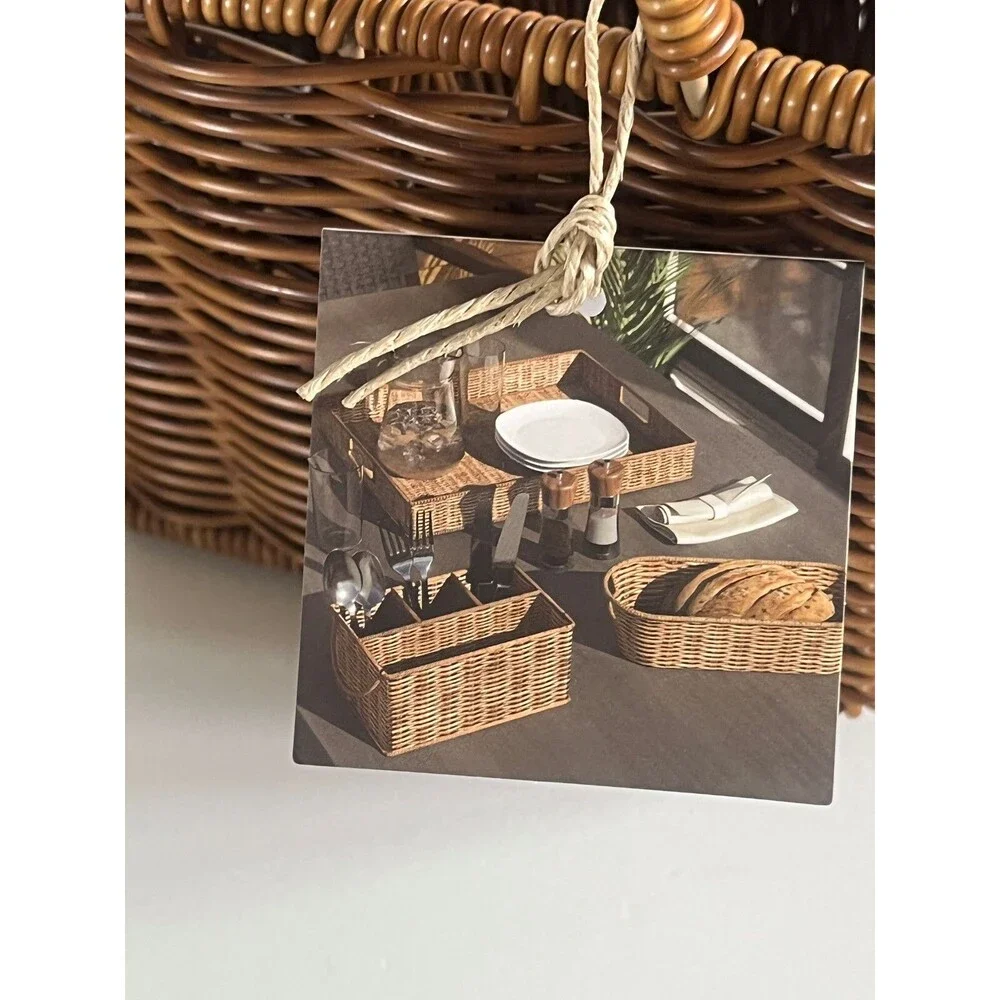 RGI Home Utensil Basket Indoor Outdoor Faux Wicker 4 Slots 6x6x5